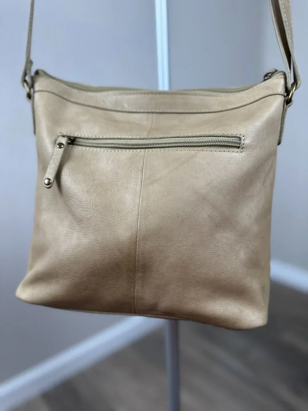 Børn Tan Genuine Leather Woven Crossbody Bag Multi Pocket
